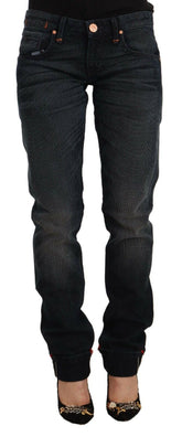 Acht Black Washed Cotton Skinny Denim Low Waist Jeans -   -  Acht.